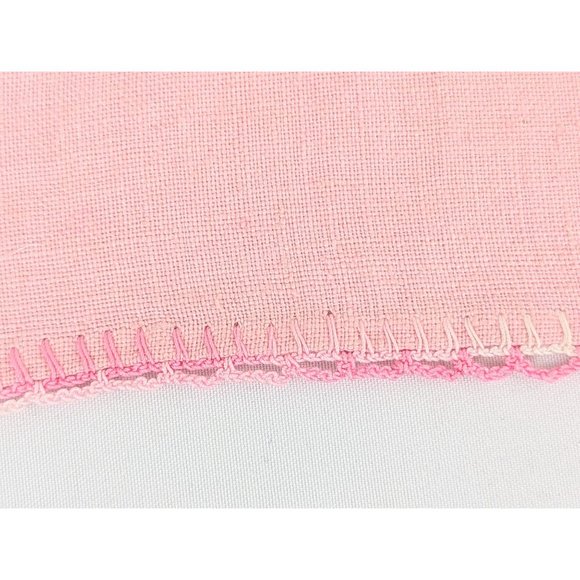 Pair of Antique Embroidered Organza Linen Cocktail Dinner Napkins White and Pink - Picture 6 of 7